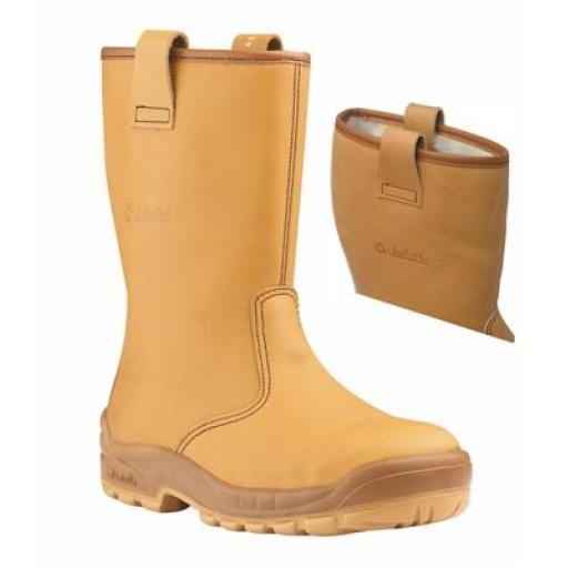 Jallatte Jalartic Tan leather Rigger Boot, with Steel Toe Caps and Midsole - Fur Lined